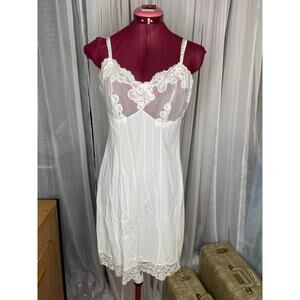 nightgown slip vintage knee length sheer bust white